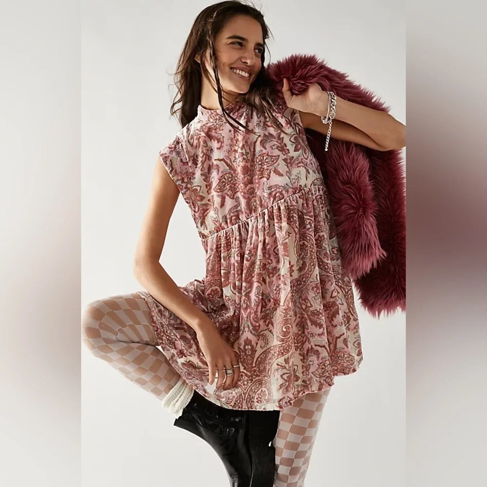 FREE PEOPLE All The Time Velvet Mini Dress S